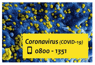 Beeld coronavirus met landelijk nummer