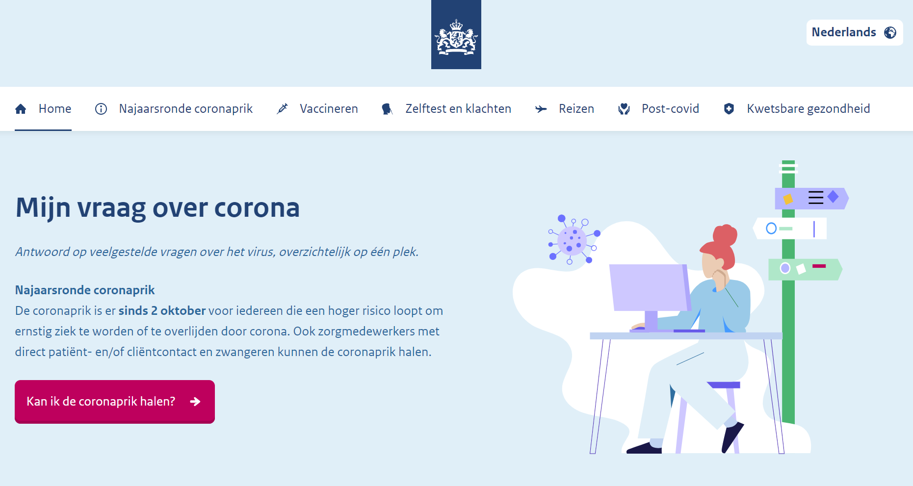 Website MijnVraagOverCorona.nl