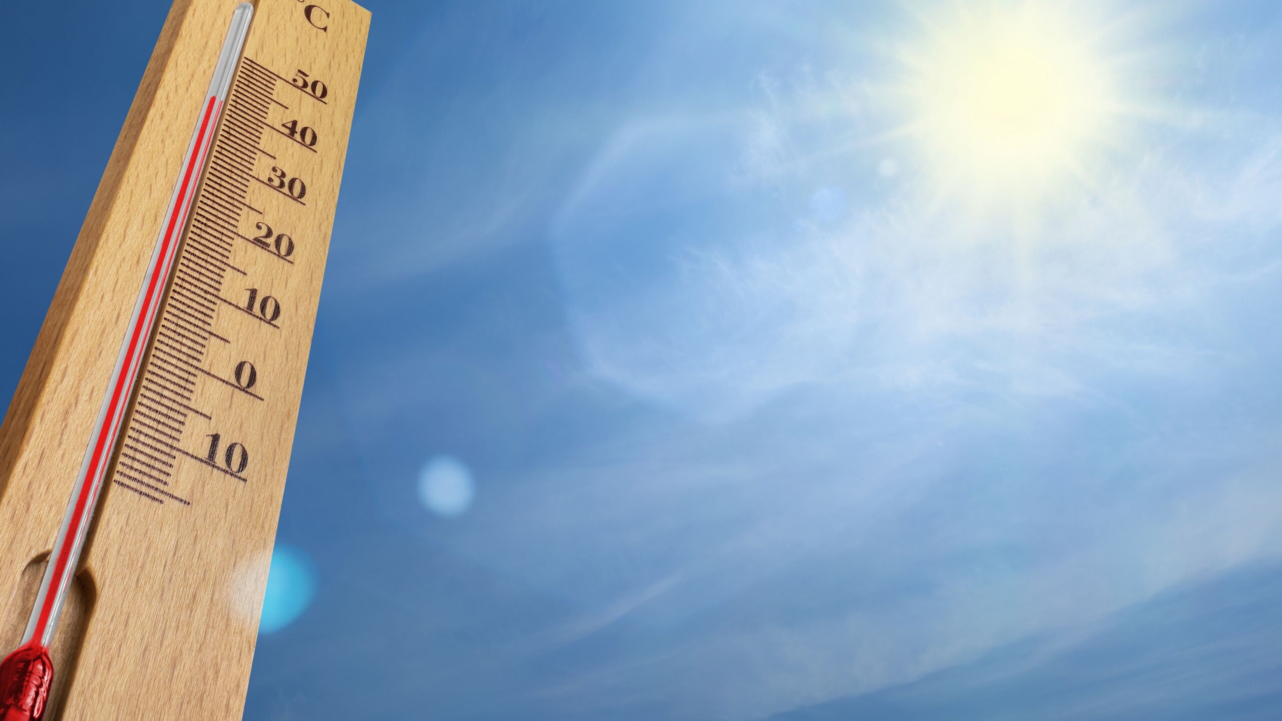 Thermometer en felle zon