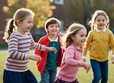 Kinderen die buiten rennen